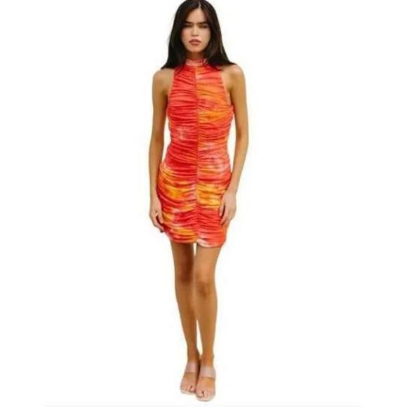 Torn by Ronny Kobo Dresses & Skirts - Torn by Ronny Kobo Women's Orange Sunset Kit Ruched Mini Dress XS